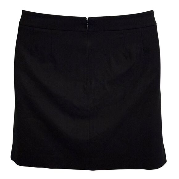 Size 10 Ann Taylor LOFT Short A Line Skirt Soft Twill Lined Black Buttons Office - Picture 5 of 5